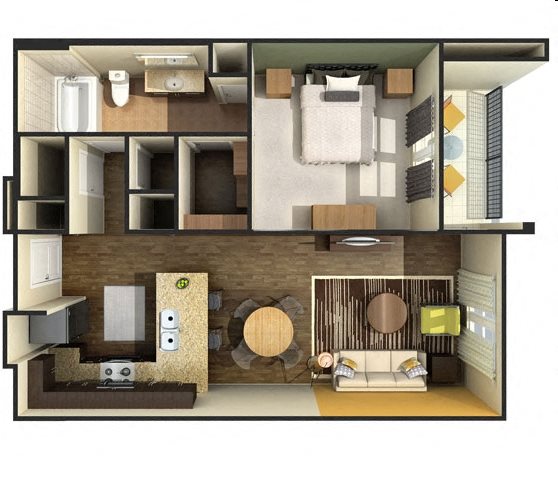 one bedroom 710 sf